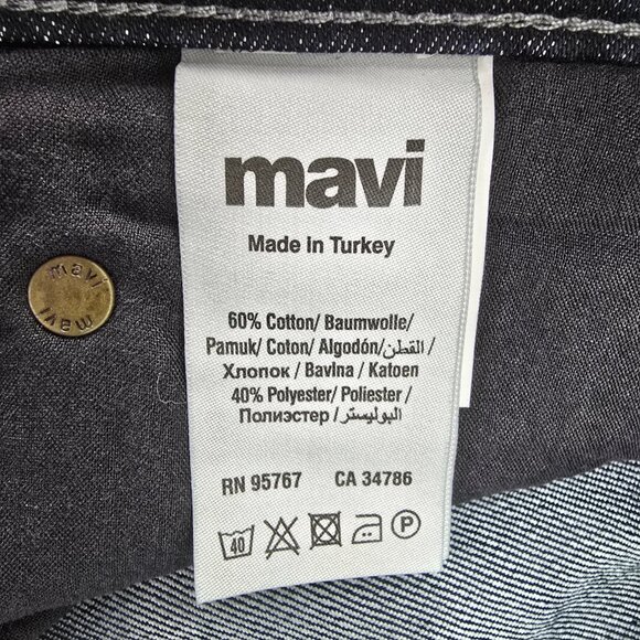 Mavi Jeans Mens 38x34 MATT Relaxed Straight Leg Blue Dark Wash Stretch Denim NWT - Picture 6 of 7